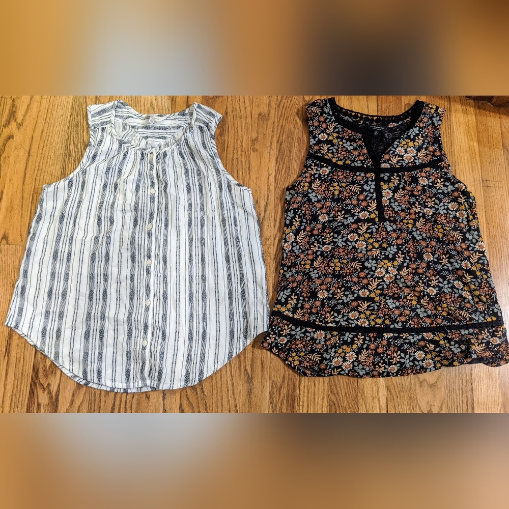Lucky Brand Bundle Summery Tank Tops Stripes Floral Breathable Cotton Small